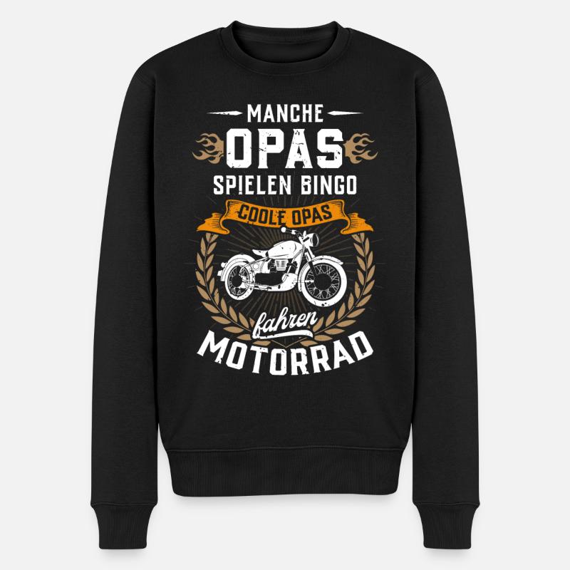 ...Coole Opas fahren Motorrad - Männer Premium Bio Pullover - Schwarz