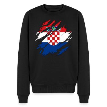 Kroatien Flagge Adria Zagreb Kroatische Fahne - Männer Premium Bio Pullover - Schwarz - Vorne - Nico (187cm)