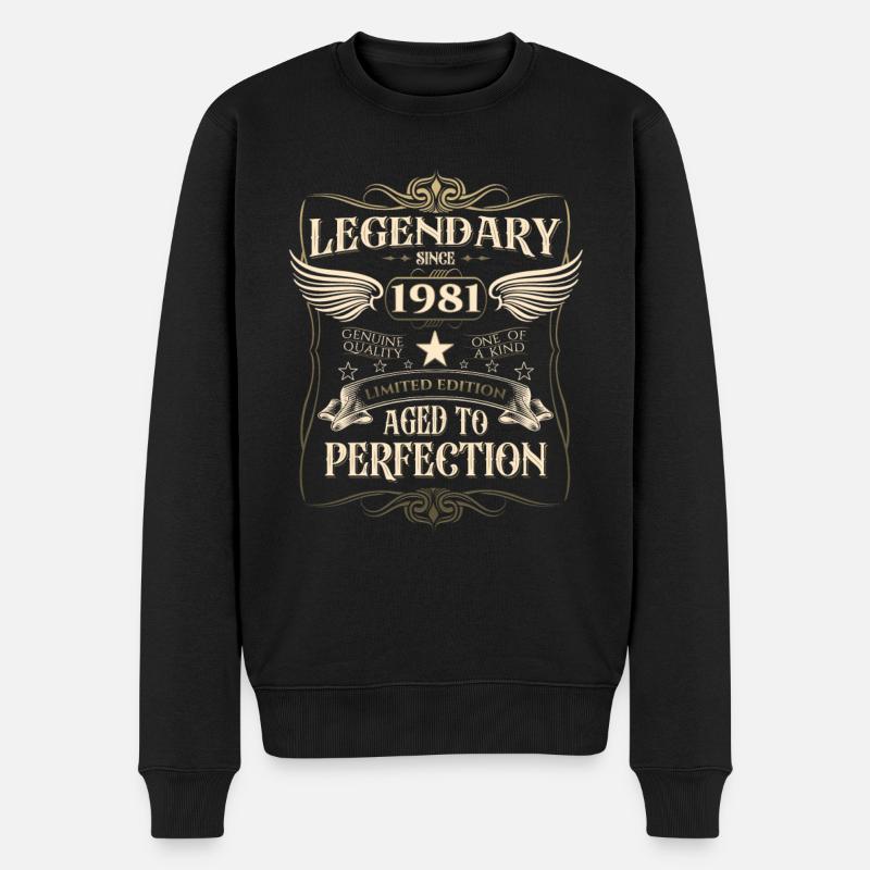 Legendär seit 1981 41. Geburtstag Geschenk Awesome - Männer Premium Bio Pullover - Schwarz