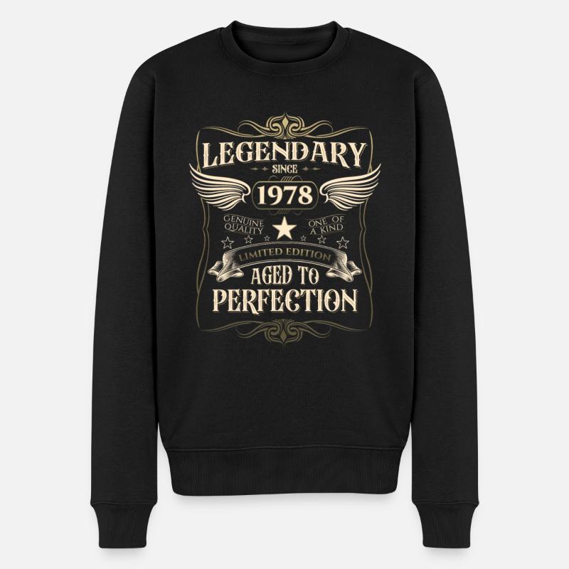 Legendär seit 1978 44. Geburtstag Geschenk Awesome - Männer Premium Bio Pullover - Schwarz