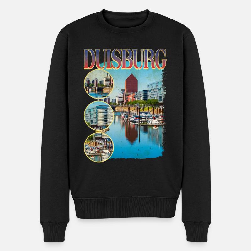 Duisburg Deutschland Stadt Skyline Heimat Liebe - Männer Premium Bio Pullover - Schwarz