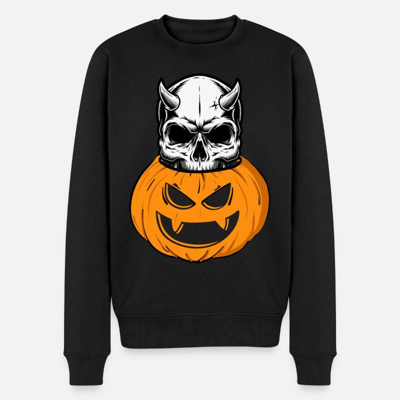 Jack-o'-Lantern effrayant design avec crâne - Pull Premium bio Homme - noir