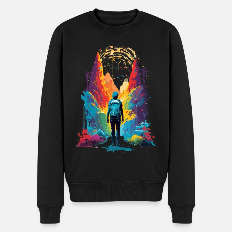 Wandern Berge Bunt - Männer Premium Bio Pullover - Schwarz