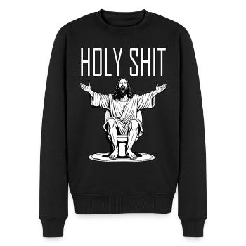 Holy Shit - Men's Premium Organic Jumper - black - Front - Nico (187cm)