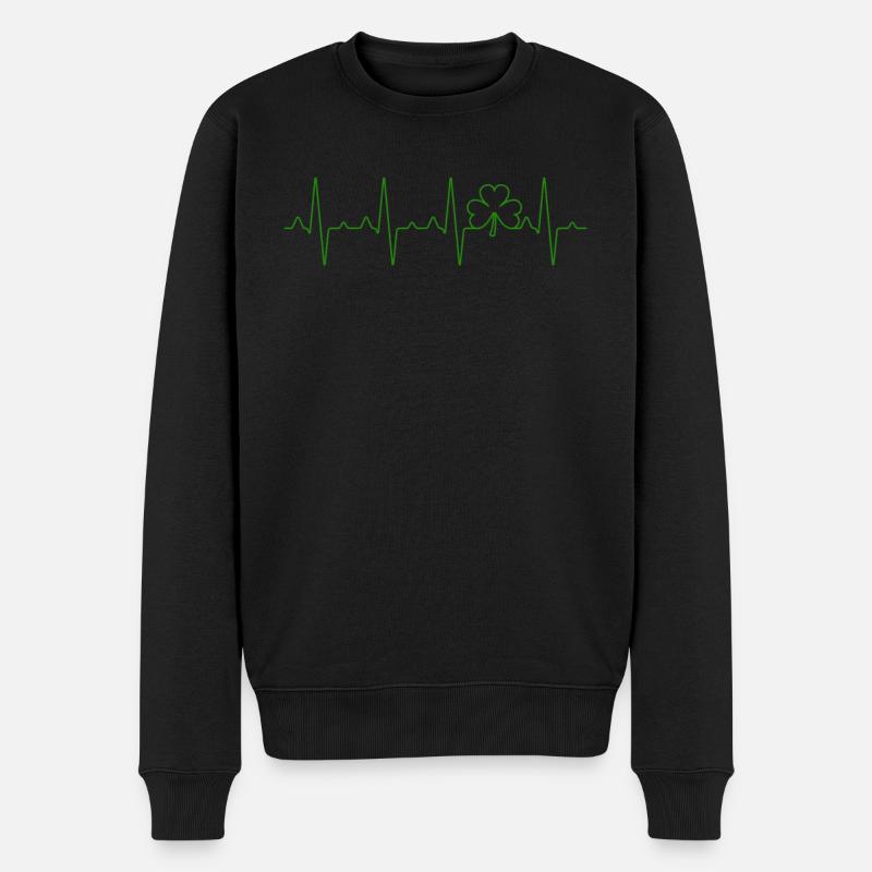 Kleeblatt St Patricks Day EKG - Männer Premium Bio Pullover - Schwarz