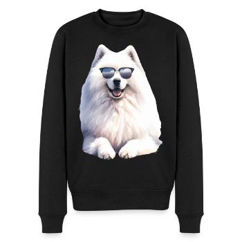 Samojeden Hund Geschenke Niedlicher Samojeden Hund Grafik - Männer Premium Bio Pullover - Schwarz - Vorne - Nico (187cm)