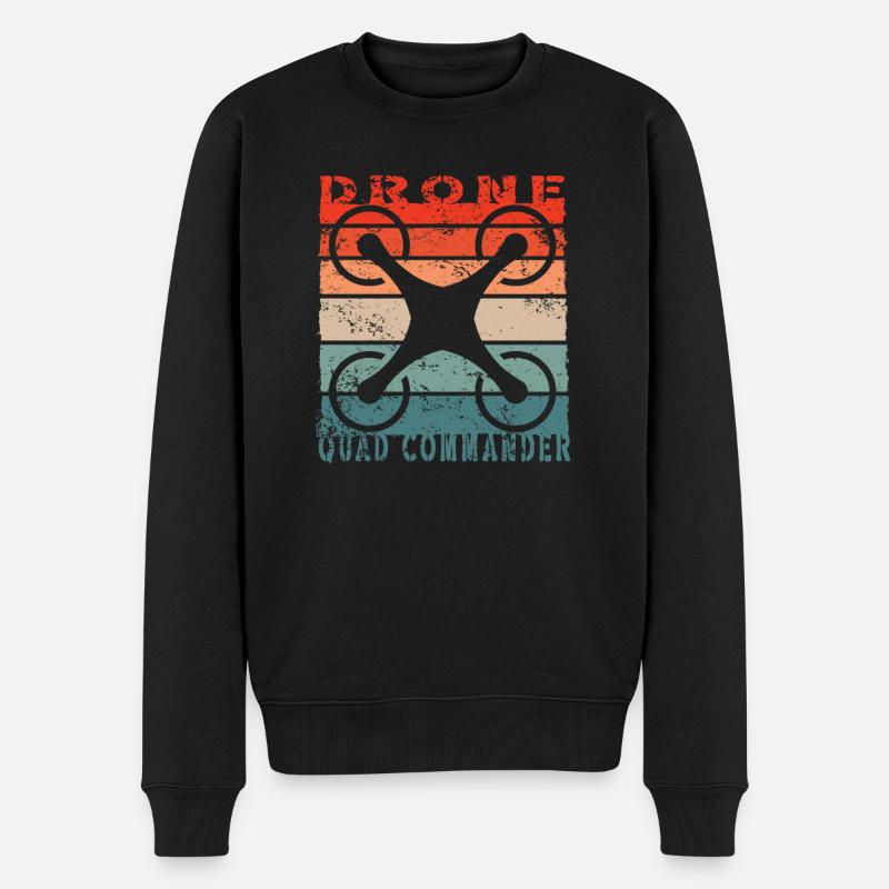 Drohne Quadcopter retro | Drohnen - Männer Premium Bio Pullover - Schwarz