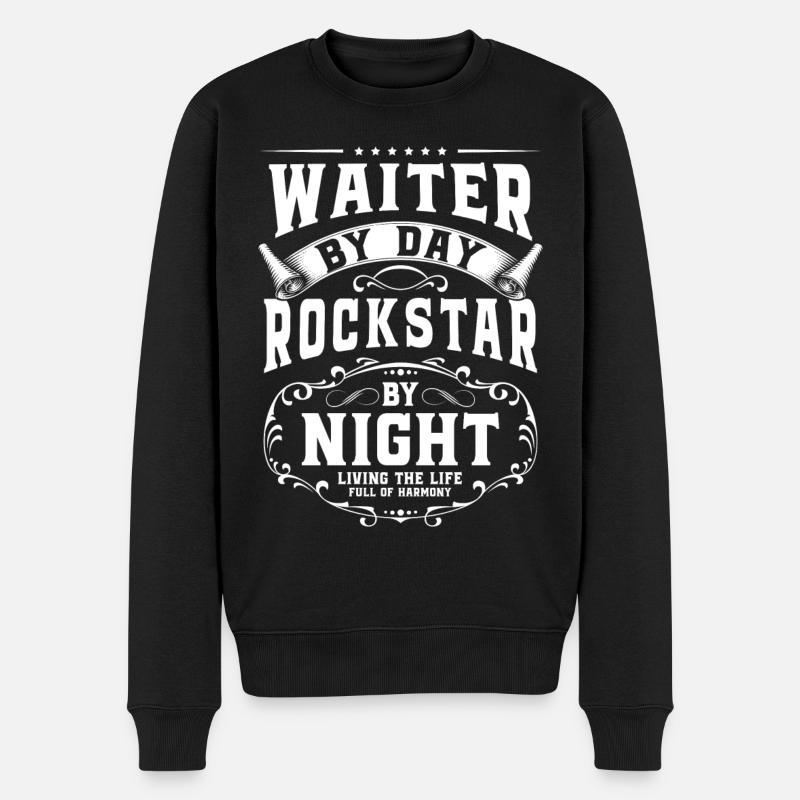 Kellner Restaurant Essen Cocktail - Männer Premium Bio Pullover - Schwarz