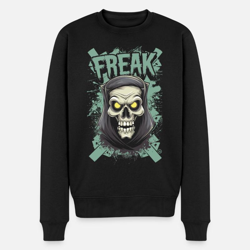 Freak - Skull, Totenkopf - Männer Premium Bio Pullover - Schwarz