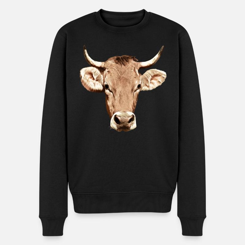 Kuh Kopf Bauernhof Tier Bauer Landwirt Kühe Vieh - Männer Premium Bio Pullover - Schwarz
