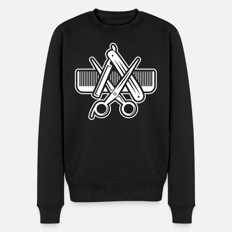 Friseur Friseurin Zeichen Schere Rasiermesser Kamm - Männer Premium Bio Pullover - Schwarz