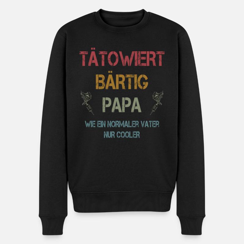 Tätowiert Papa Bärtig - Männer Premium Bio Pullover - Schwarz