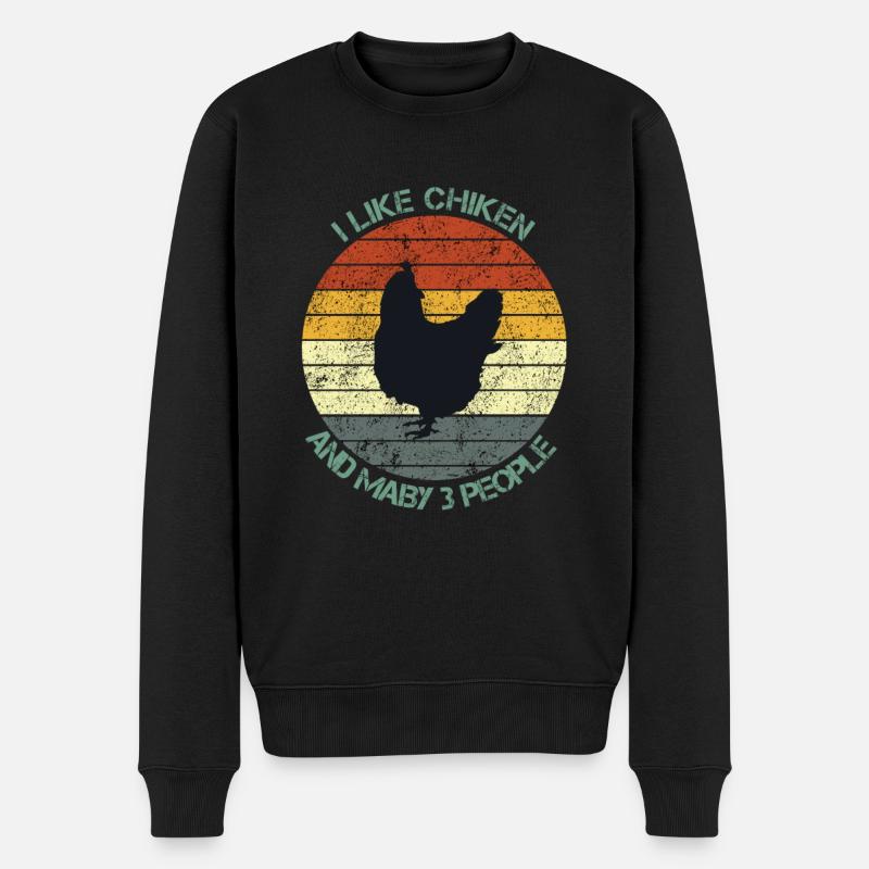 Poulet Poulet Coloré Rétro - J’aime les poulets - Pull Premium bio Homme - noir