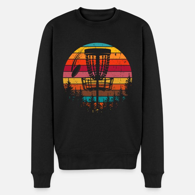 Disc Golf Retro Vintage Frisbee - Männer Premium Bio Pullover - Schwarz