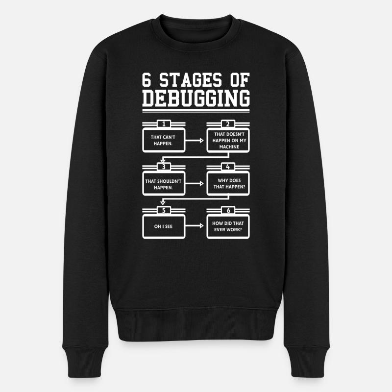 6 Stages of Debugging Software Programmeur - Pull Premium bio Homme - noir