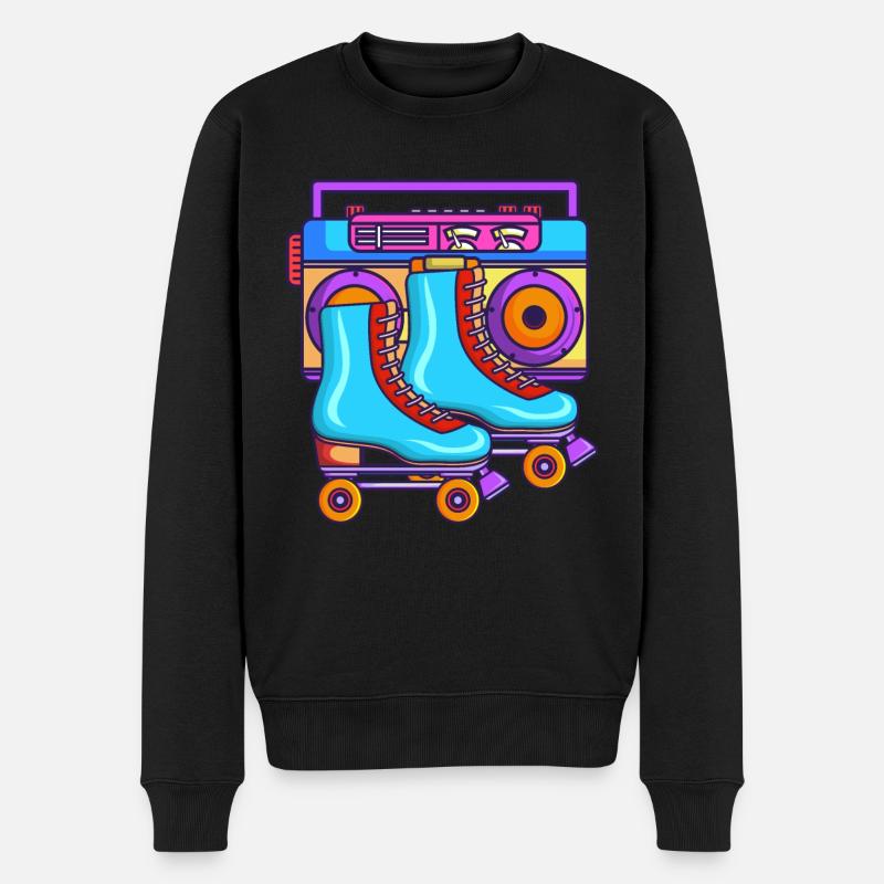 Rulleskøjter i 80'erne vintage rulleskøjteløb - Økologisk premium-sweatshirt til mænd - sort