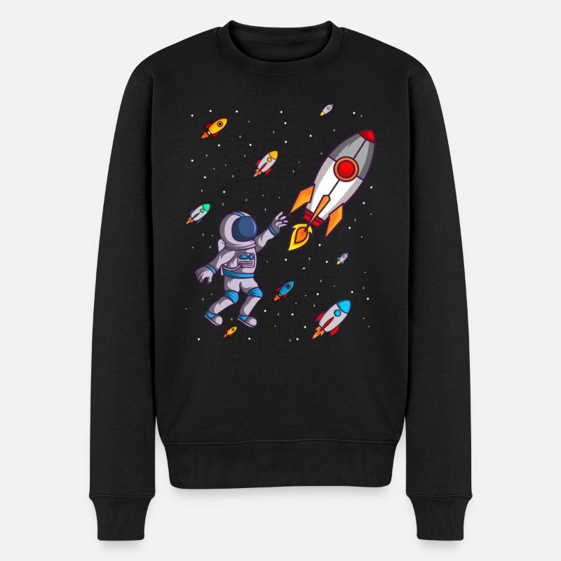 Fusées spatiales avec des astronautes - Pull Premium bio Homme - noir
