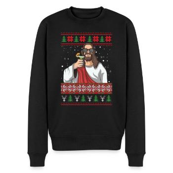 Jesus Ugly Christmas Sweater - Männer Premium Bio Pullover - Schwarz - Vorne - Nico (187cm)