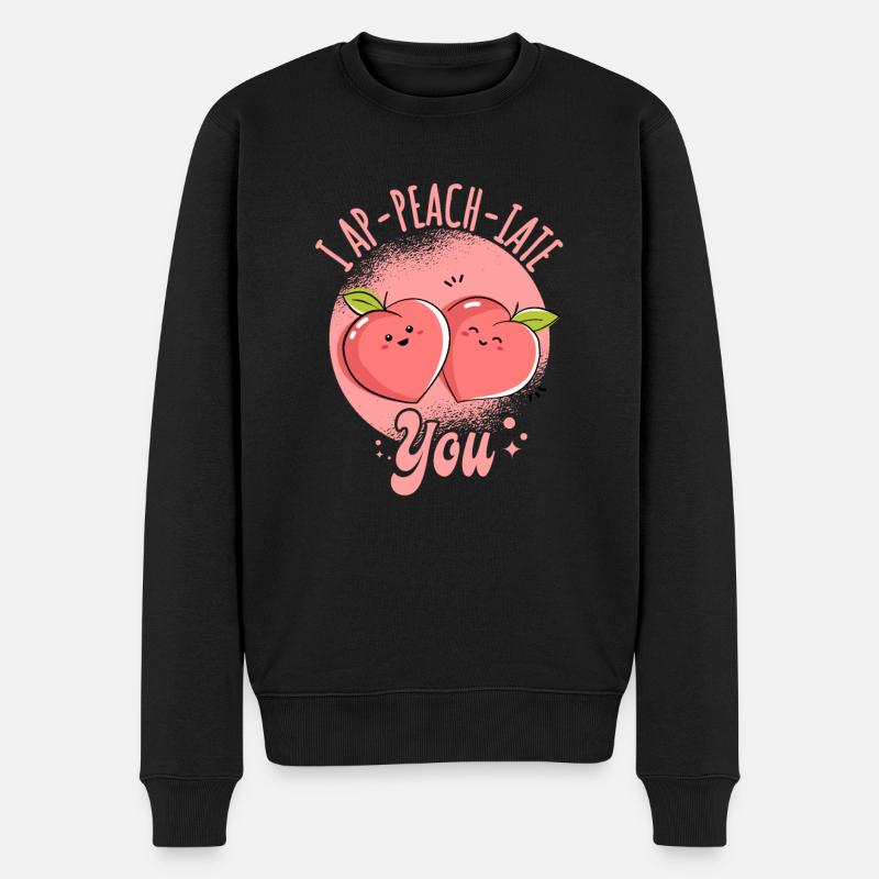 Peach Pun I Ap-peach-iate You Peach Fans Peach - Männer Premium Bio Pullover - Schwarz