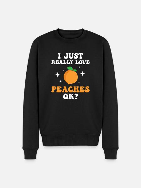 Ich liebe Pfirsiche! Peach - Männer Premium Bio Pullover - Schwarz