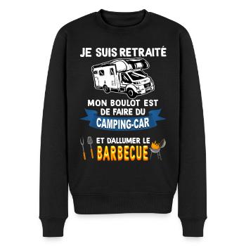 Camping-car boulot barbecue - Pull Premium bio Homme - noir - Devant - Nico (187cm)