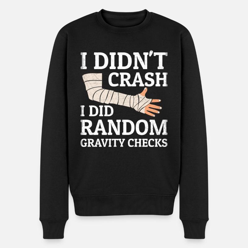 Gravity Checks - Gipsarm Armbruch Knochenbruch - Männer Premium Bio Pullover - Schwarz