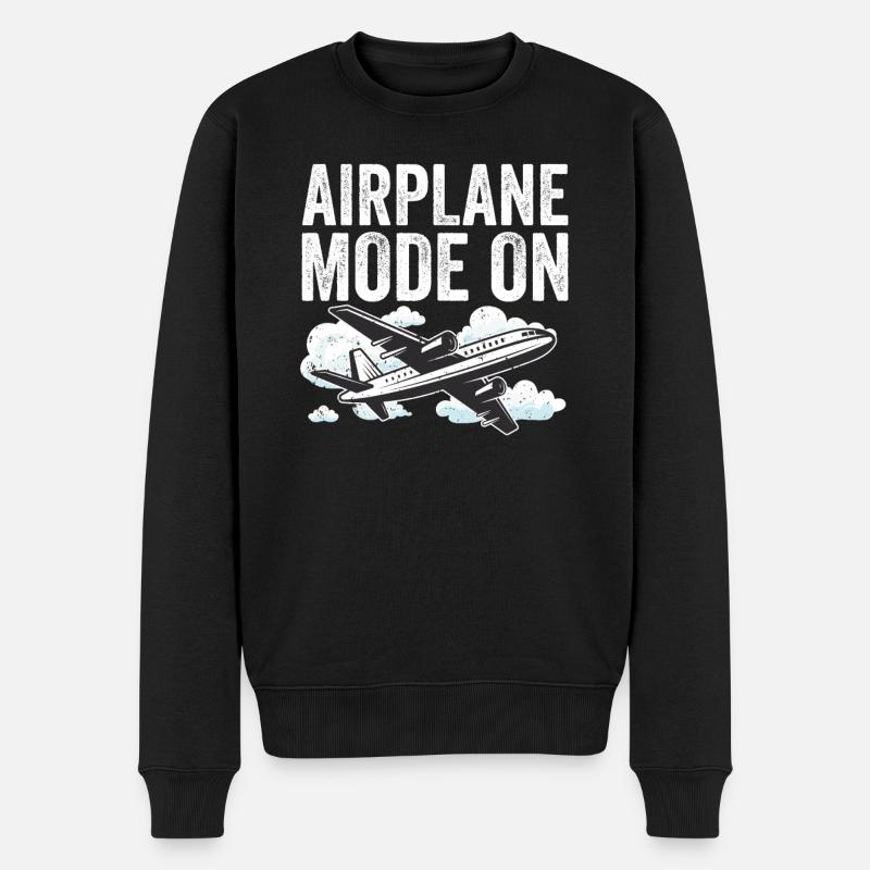 Retro-Flugzeugflugzeug Pilot Berufspiloten - Männer Premium Bio Pullover - Schwarz