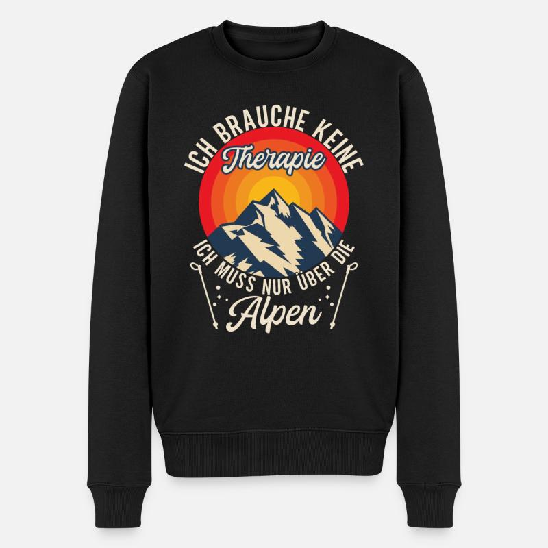 Brauche Keine Therapie Alpen Alpenüberquerung - Männer Premium Bio Pullover - Schwarz