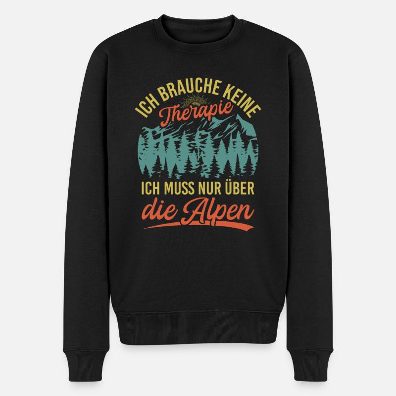 Brauche Keine Therapie Alpen Alpenüberquerung - Männer Premium Bio Pullover - Schwarz