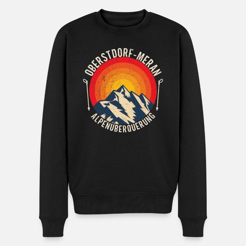 Alpenüberquerung Oberstdorf Meran E5 Fernwanderweg - Männer Premium Bio Pullover - Schwarz