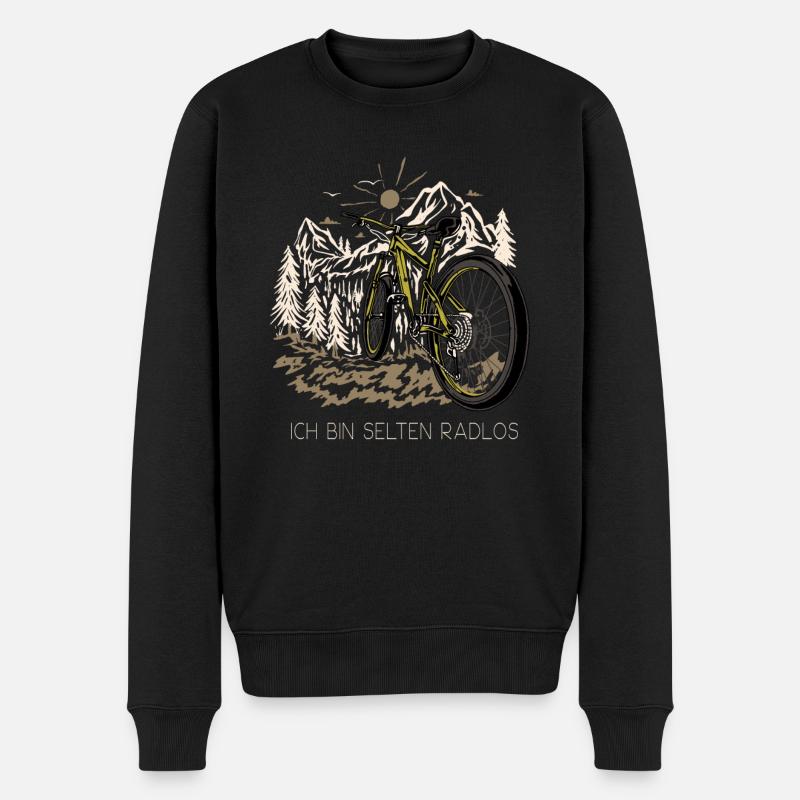 MTB Fahrer Mountainbike Ich Bin Selten Radlos - Männer Premium Bio Pullover - Schwarz