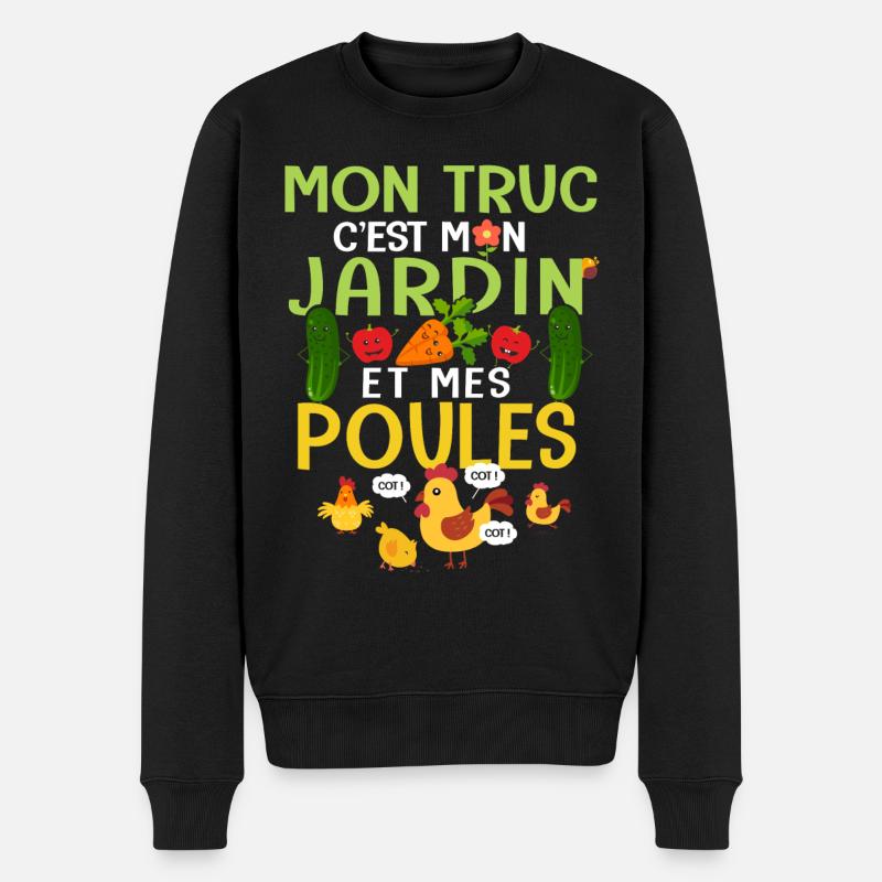 Mon truc c est mon jardin et mes poules - Pull Premium bio Homme - noir