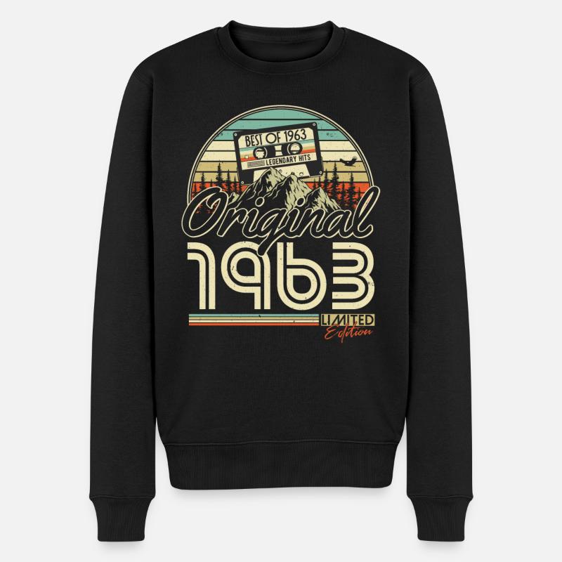 1963 Jahrgang Vintage Retro Geburtstag Geschenk - Männer Premium Bio Pullover - Schwarz