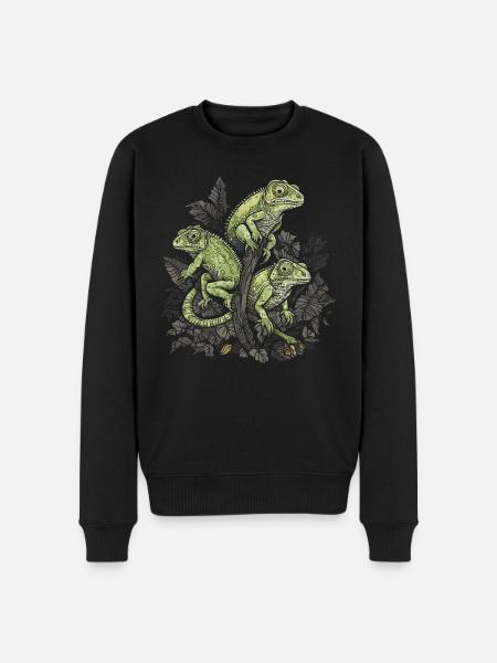 Chameleons Branch Reptiles Chameleon - Men's Premium Organic Jumper - black