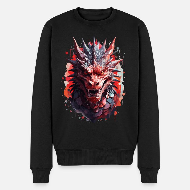 Düsterer Drache - Finstere Mystik - Männer Premium Bio Pullover - Schwarz