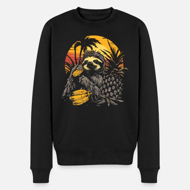 Faultier Sloth Tier Faultier Wildnis Strand Palmen - Männer Premium Bio Pullover - Schwarz