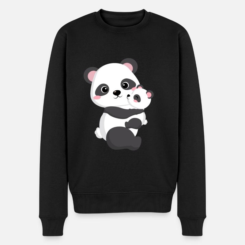 Mama und ich niedliches Panda mit Mama Geschenk - Männer Premium Bio Pullover - Schwarz