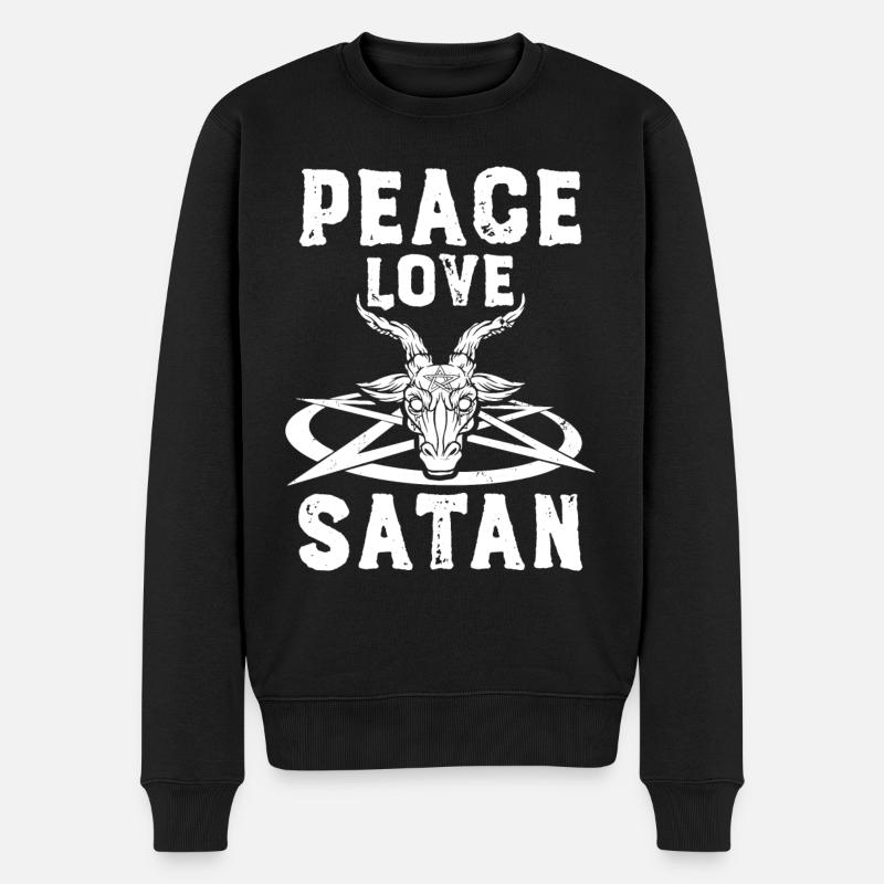 Satanismus Witzig Sprüche Satan Satanist Geschenke - Männer Premium Bio Pullover - Schwarz