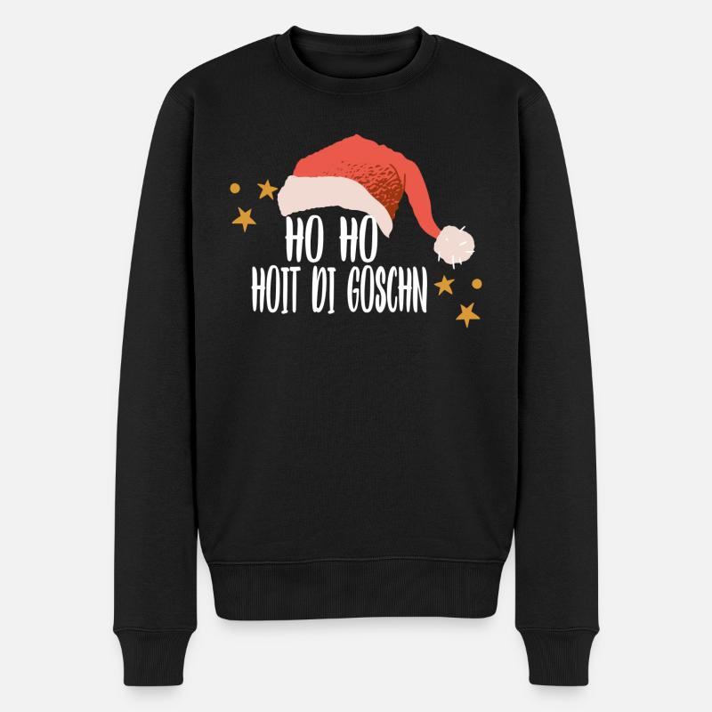 Weihnachten Humor Spruch Ho Ho Hoit Di Goschn - Männer Premium Bio Pullover - Schwarz