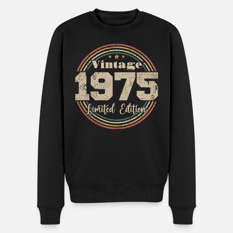 1975 Retro Vintage Geburtstag geboren in - 1975 - Männer Premium Bio Pullover - Schwarz
