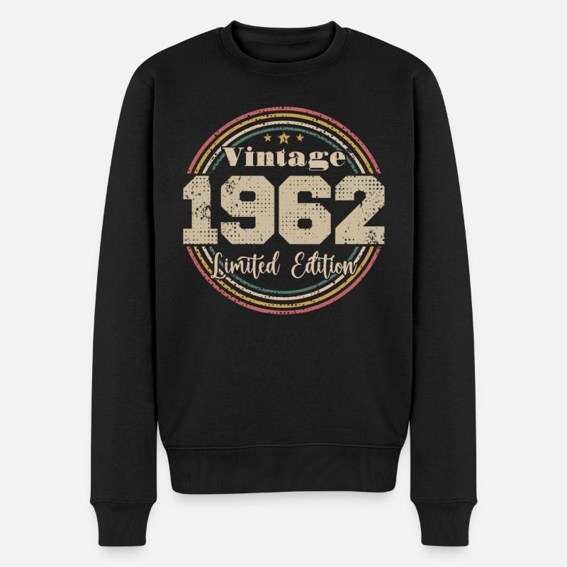 1962 Retro Vintage Geburtstag geboren in - 1962 - Männer Premium Bio Pullover - Schwarz