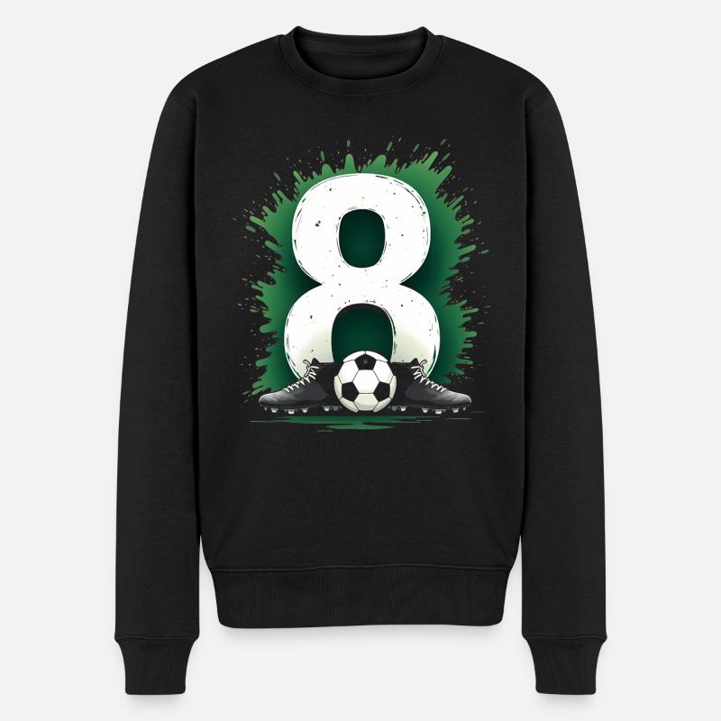8. Geburtstag - Fußballspieler Kind - Männer Premium Bio Pullover - Schwarz