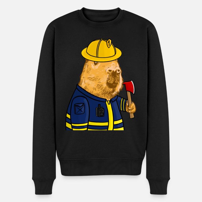 Pompier Capybara - Pull Premium bio Homme - noir