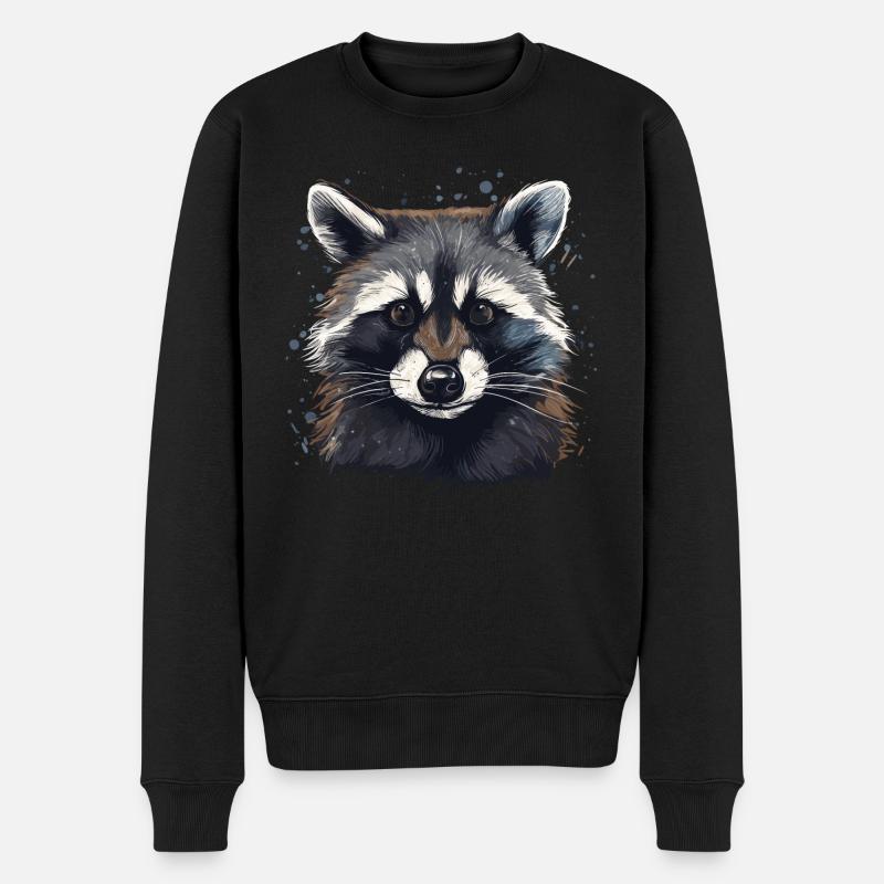 Waschbär Raccoon Natur Waschbärkopf - Männer Premium Bio Pullover - Schwarz