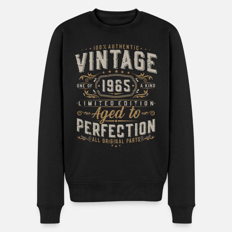 Vintage 1965 Jahrgang geboren Geburtstag Geschenk - Männer Premium Bio Pullover - Schwarz