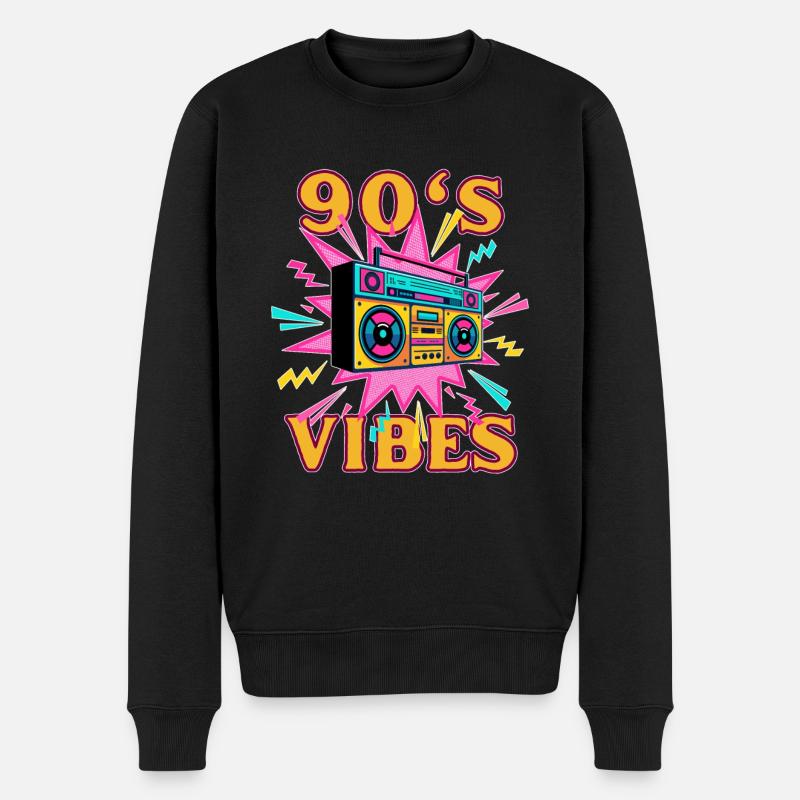 90s Vibes Retro Music Tape - Männer Premium Bio Pullover - Schwarz