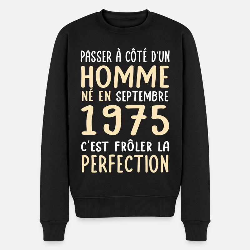 50. Geburtstag - geboren im September 1975 - Männer Premium Bio Pullover - Schwarz