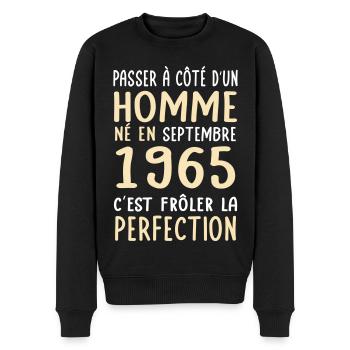 Anniversaire 60 ans - Né en Septembre 1965 - Pull Premium bio Homme - noir - Devant - Nico (187cm)