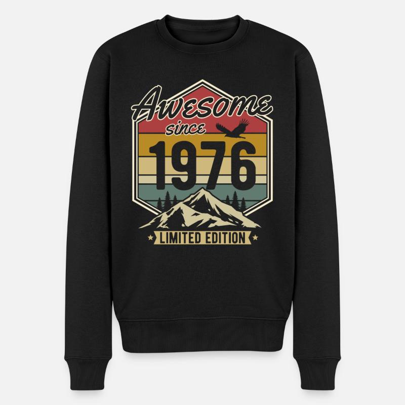 Jahrgang 1976 Retro Geburtstag Geschenk - Männer Premium Bio Pullover - Schwarz