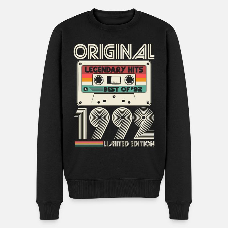 1992 Jahrgang Vintage Retro Geburtstag Geschenk - Männer Premium Bio Pullover - Schwarz